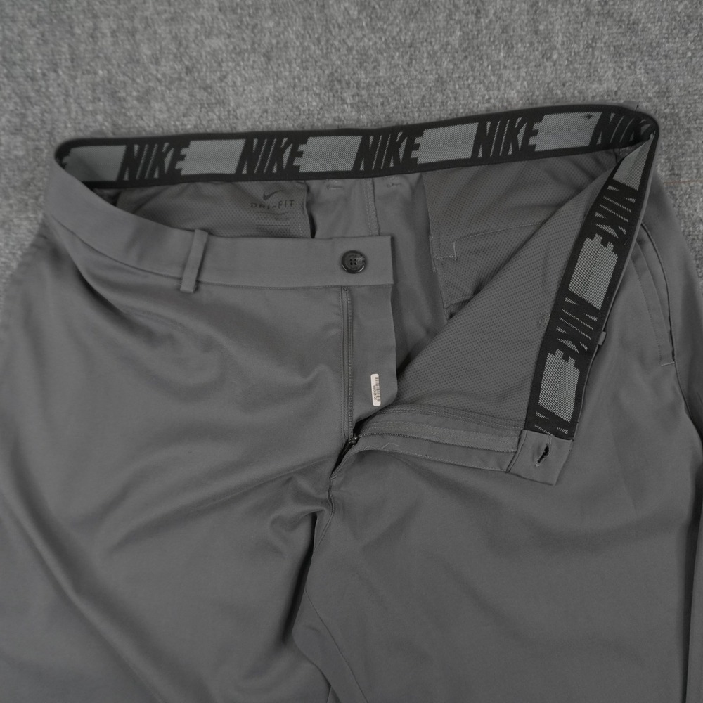 Nike Golf Pants Mens 40x32 Grey Dri-FIT Performance Logo Waistband Trousers
